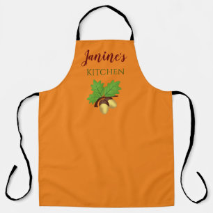 Delantal de cocina con tema de otoño con bellotas