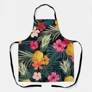 Delantal de cocina de algodón con estampado de flo