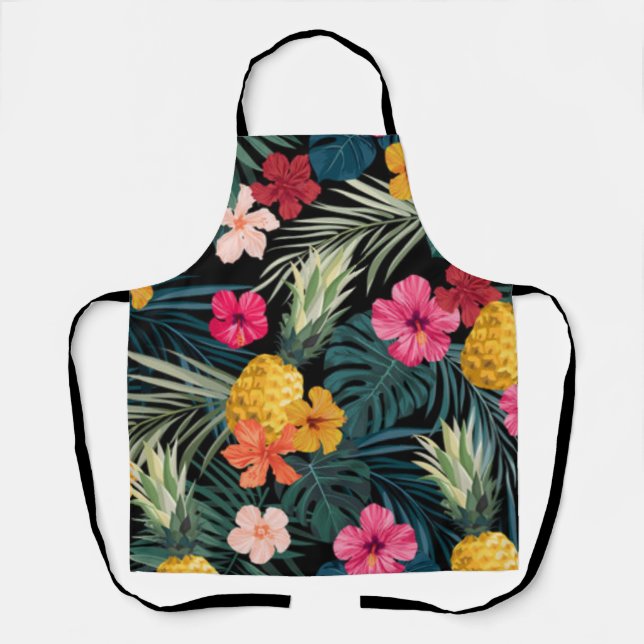 Delantal de cocina de algodón con estampado de flo (Anverso)