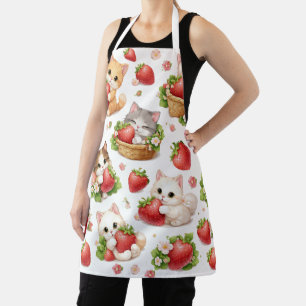Delantal de cocina de gatitos lindos y fresas