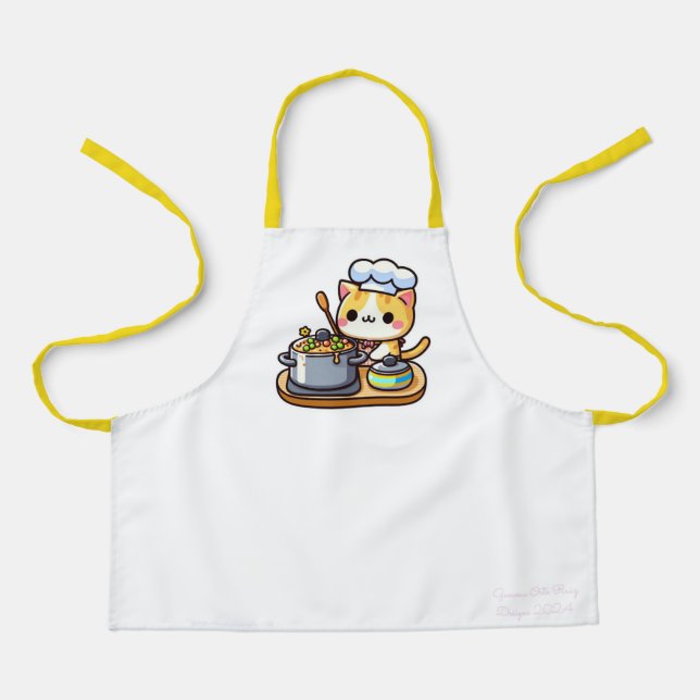 delantal de cocina de gato kawaii (Anverso)