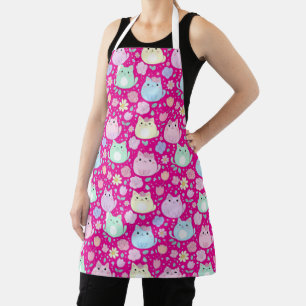 Delantal de cocina de gatos pastel Kawaii y jardín