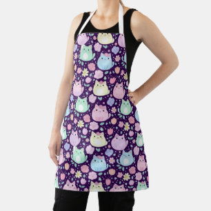 Delantal de cocina de gatos pastel Kawaii y jardín