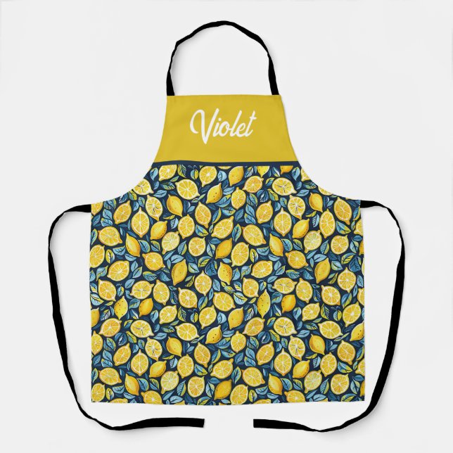 Delantal de cocina de limón personalizado (Anverso)