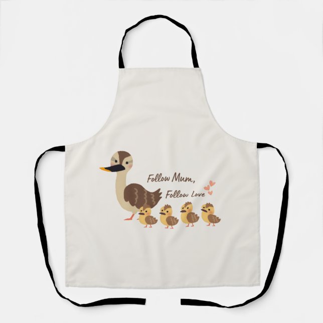 Delantal de cocina de mamá pato y patitos lindos (Anverso)