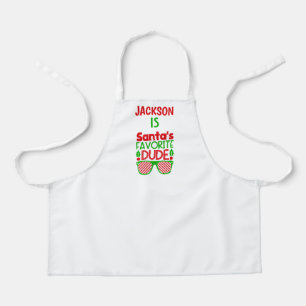Delantal de cocina divertido de Navidad rojo verde