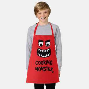 Delantal de cocina divertido monstruo rojo para ni