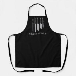 Delantal de cocina divertido negro elige un arma