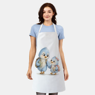 Delantal de Cocina Familia de Pájaros Azules Adora