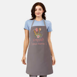 Delantal de cocina gris rústico, floral