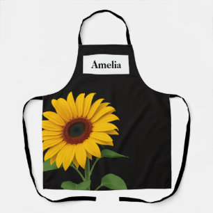 Delantal de cocina moderno con girasol audaz
