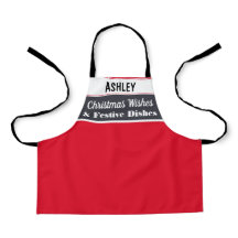 Delantal de Cocina Navideña Personalizado Rojo