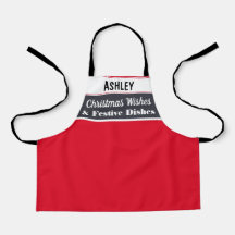 Delantal de Cocina Navideña Personalizado Rojo