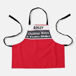 Delantal de Cocina Navideña Personalizado Rojo