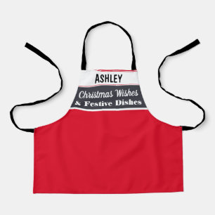 Delantal de Cocina Navideña Personalizado Rojo