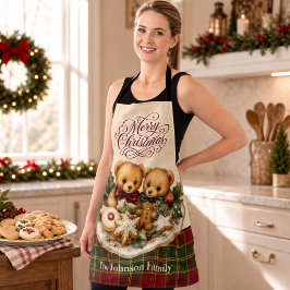 Delantal de Cocina Navideño con Ositos de Peluche