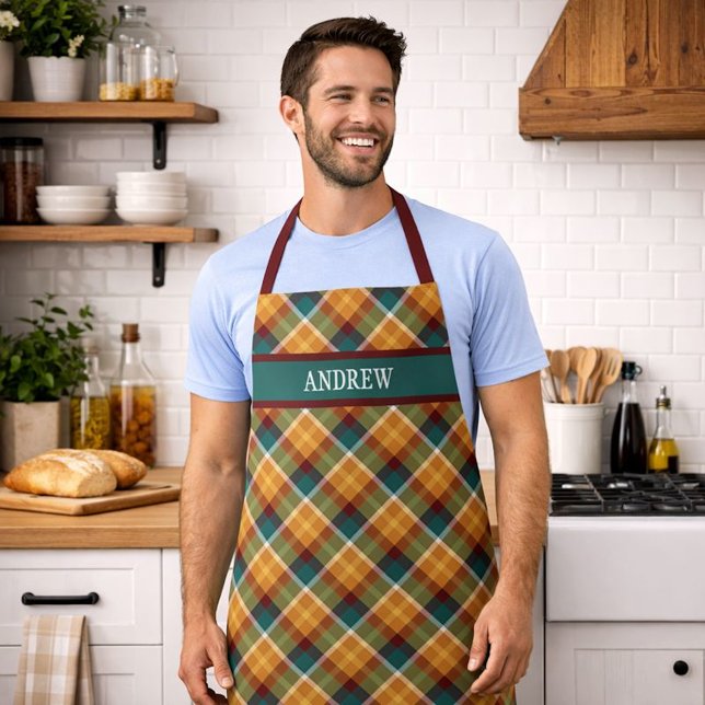 Delantal de cocina personalizado con cuadros escoc (Subido por el creador)