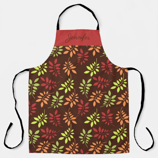 Delantal de cocina personalizado con hojas de otoñ (Anverso)