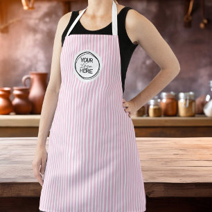 Delantal de cocina personalizado con raya rosa y l