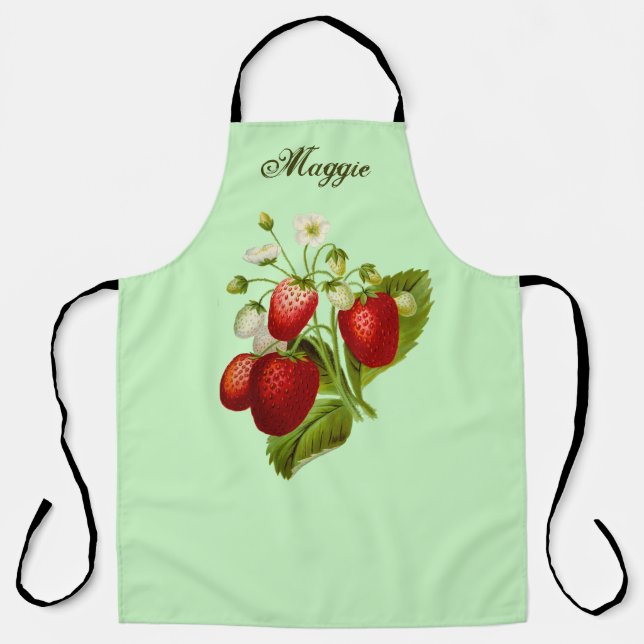 Delantal de cocina personalizado con tema de fresa (Anverso)