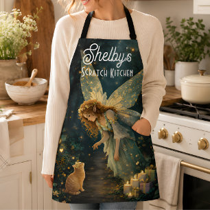 Delantal de cocina personalizado de gato de hada