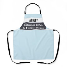 Delantal de Cocina Personalizado de Navidad Azul C