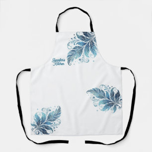 Delantal de Cocina Personalizado Ombre Blue Filigr