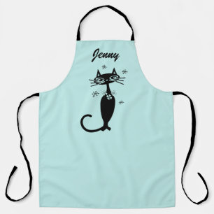 Delantal de cocina personalizado Retro Atomic Blac