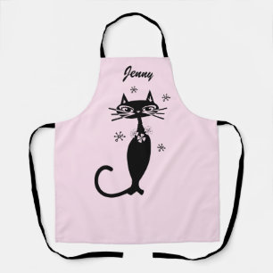 Delantal de cocina Retro Atómico Gato Negro