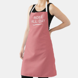 Delantal de cocina rosa elegante Rosé todo el día 