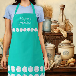 Delantal de cocina turquesa personalizado con dóla