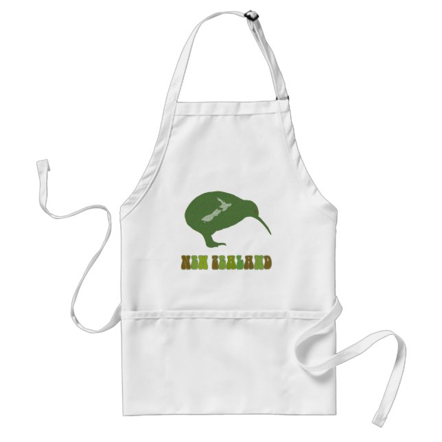 Delantal de cocina verde kiwi de Nueva Zelanda (Frente)