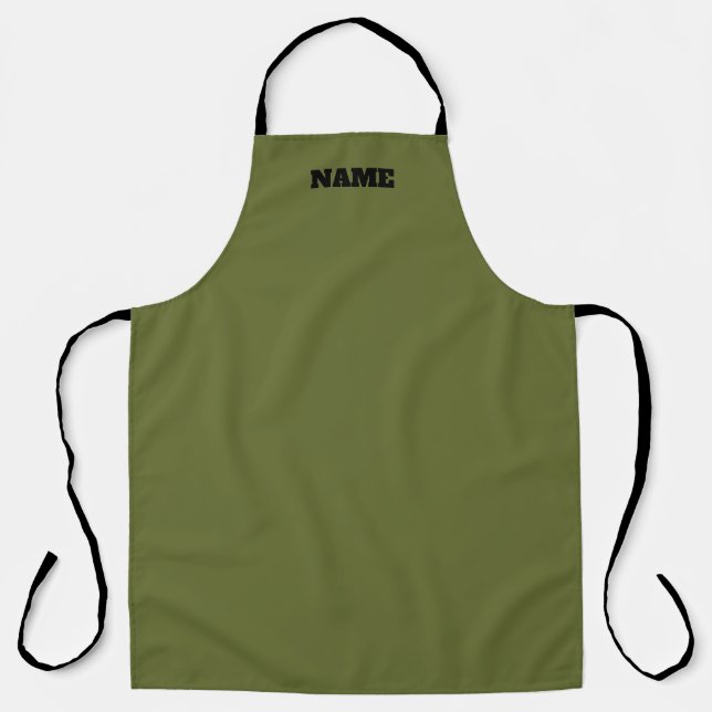 Delantal de cocina verde OD con nombre personaliza (Anverso)