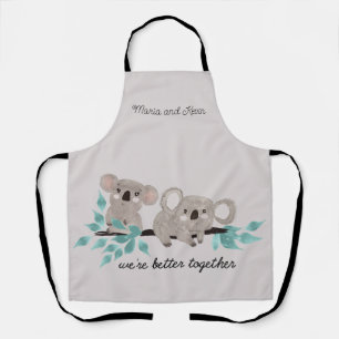 Delantal de color agua con koala