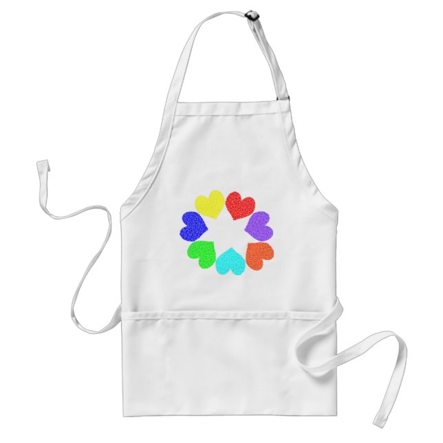Delantal de corazones de amor arcoíris floral (Frente)