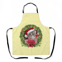 Delantal de corona de Navidad atigrado
