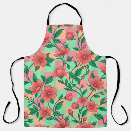 Delantal de Cuadro Floral de Coral