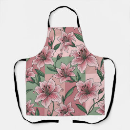 Delantal de Cuadro Floral Lirio Rosa