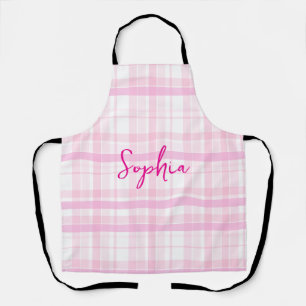 Delantal de Cuadro Rosa Personalizado con Nombre