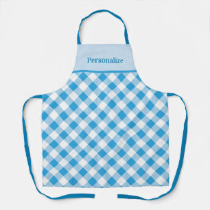 Delantal de Cuadros Azules Personalizado con Patró