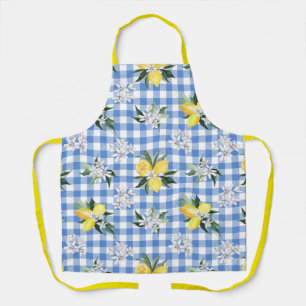 Delantal de cuadros azules y limón para verano