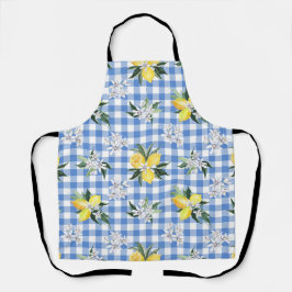 Delantal de cuadros azules y limón para verano