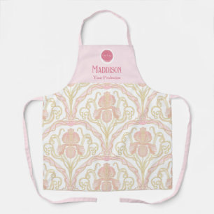 Delantal de empleado floral Art Nouveau rosa sonro
