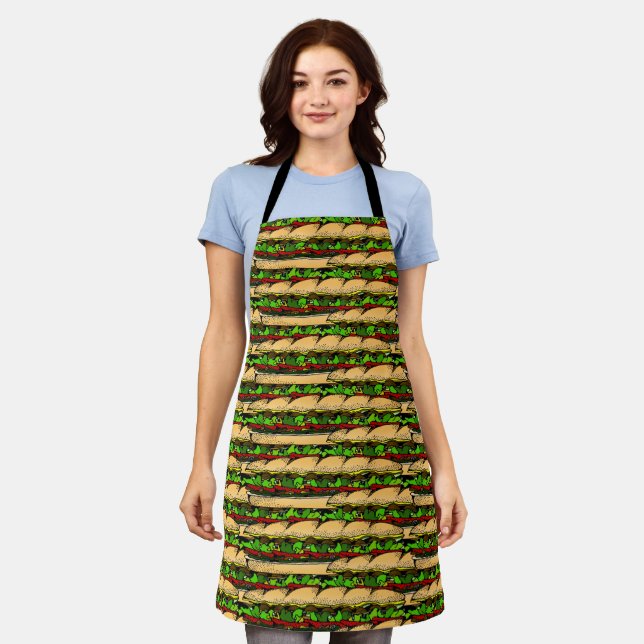Delantal de estampado integral de sandwich Hoagie (Gastado)