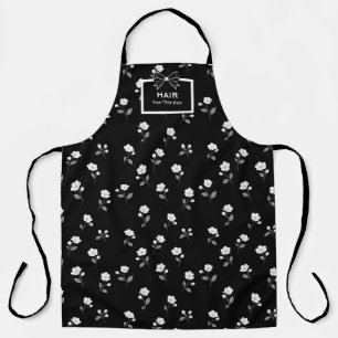 Delantal de Estilista de Pelo Floral Blanco Negro