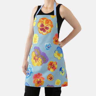 Delantal de Flor de Pensamiento Azul de Primavera
