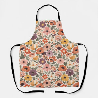 Delantal de Flor Silvestre Botánica Retro en Tonos