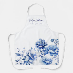 Delantal de flores azules de chinoiserie
