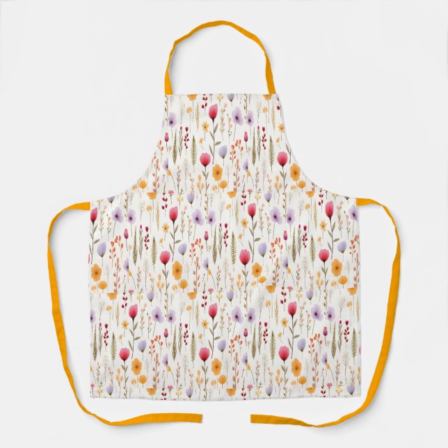 Delantal de flores silvestres botánicas de prado (Anverso)