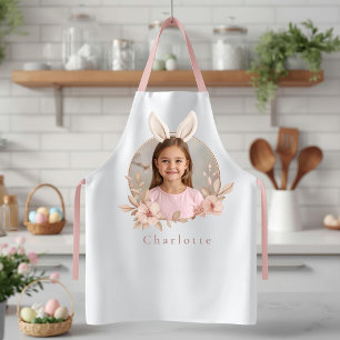Delantal de foto de conejo de Pascua personalizado